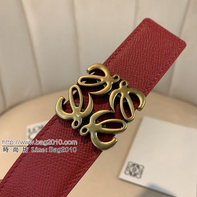 LOEWE女士皮帶 羅意威經典銅扣手掌紋雙面牛皮腰帶  jjp1798